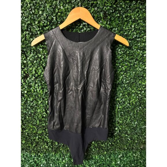 Commando Faux Leather Bodysuit Sz Medium Black - Picture 1 of 4